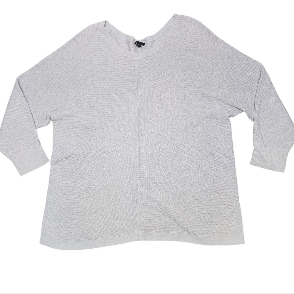 Sweater Tunic Oversized Woven Knit Cotton Beige Gray Dolman XL Lagenlook Neutral